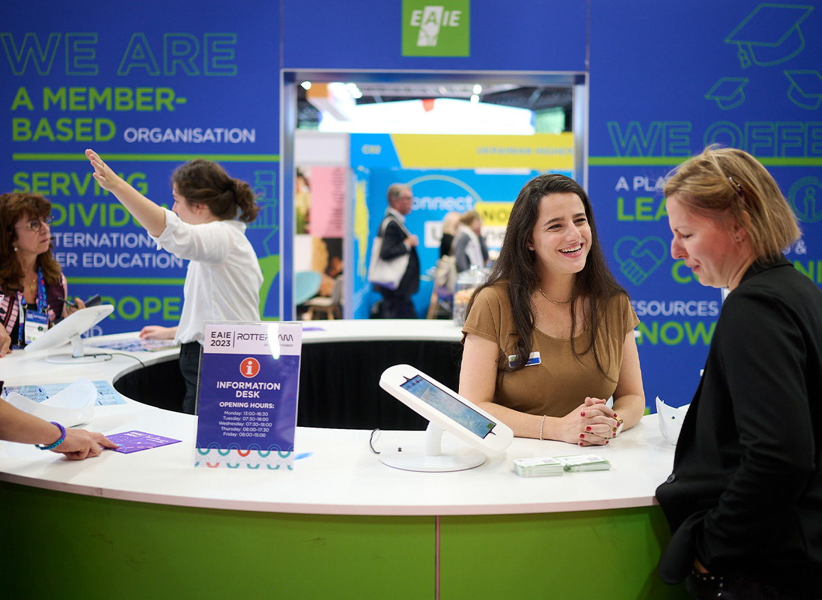 At the EAIE Stand, we are ready to help participants with everything from membership enquiries to navigating the conference